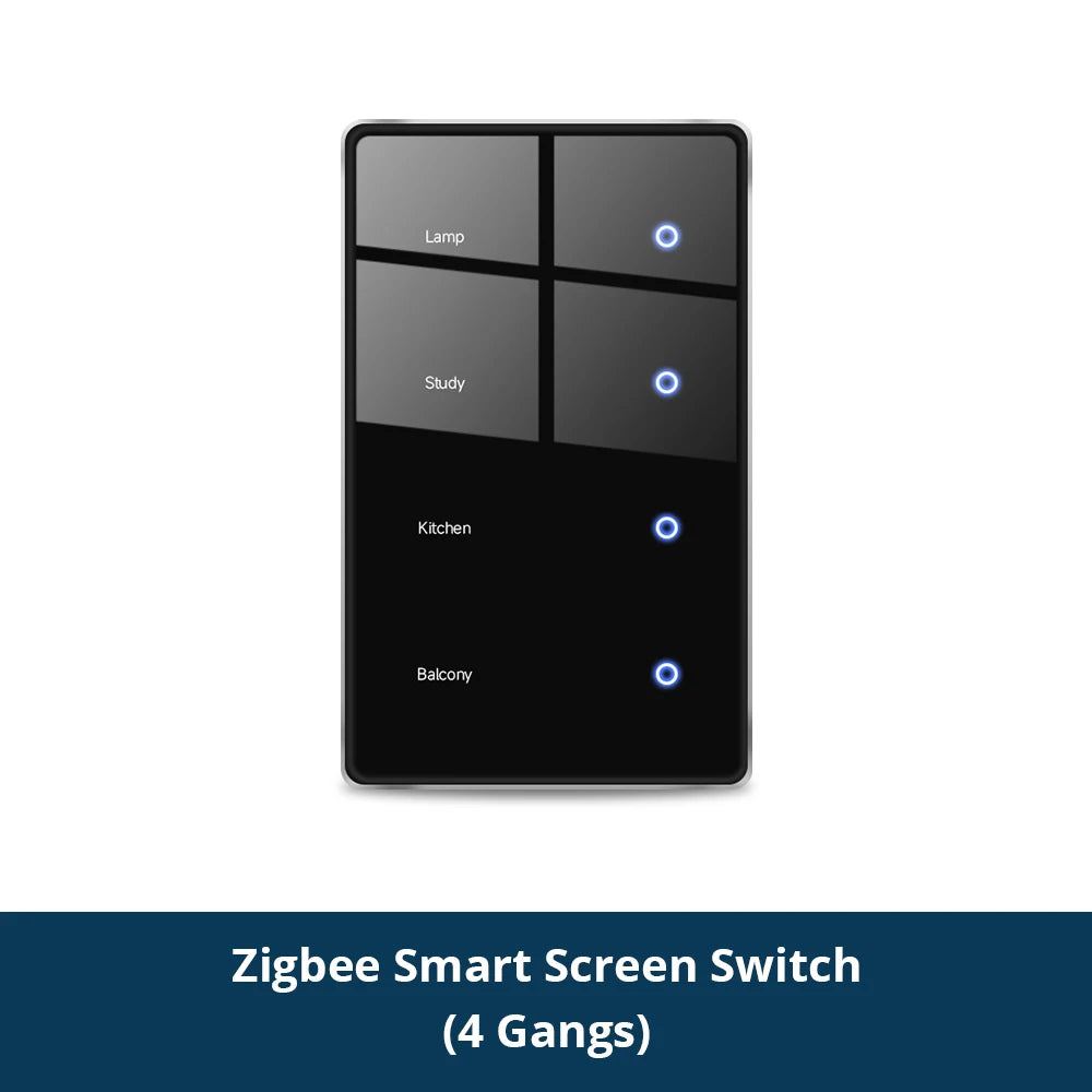 1234 Gang US Smart Zigbee Switch with Sensitive Touch Panel Work with Tuya Smart Life APP Remote Control Alexa Google Home Voice
