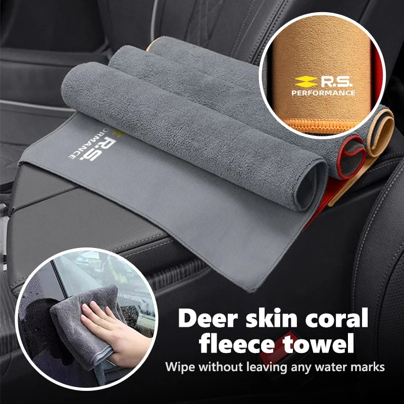 Super Absorbent Car Wash Coral Velvet Towel Cleaning Cloth For Renault Dacia RS Megan Scenic Logan Laguna Clio 3 4 Kadjar Espace