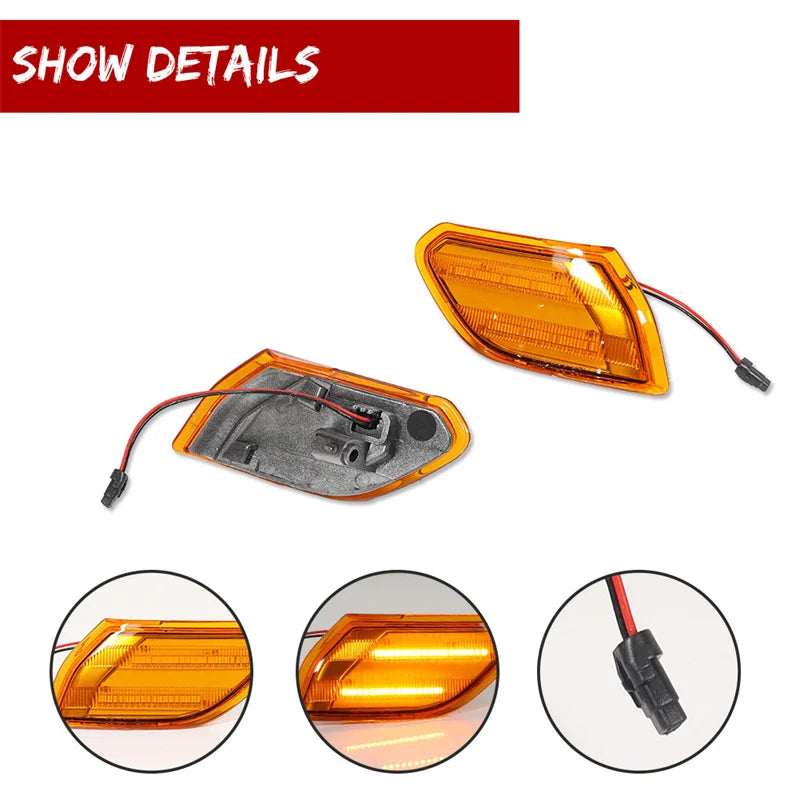 Amber LED Car Front Fender Side Marker Lights For Jeep Wrangler JL 2018-up For Jeep Gladiator JT 2020-up Turn Signal Lights 12V