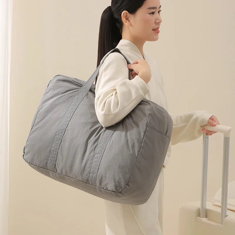 Foldable Travel Bag with Trolley Sleeve,Portable Clothes Organizer Storage Pouch Large Capacity Maternity Bag Luggage Organizer