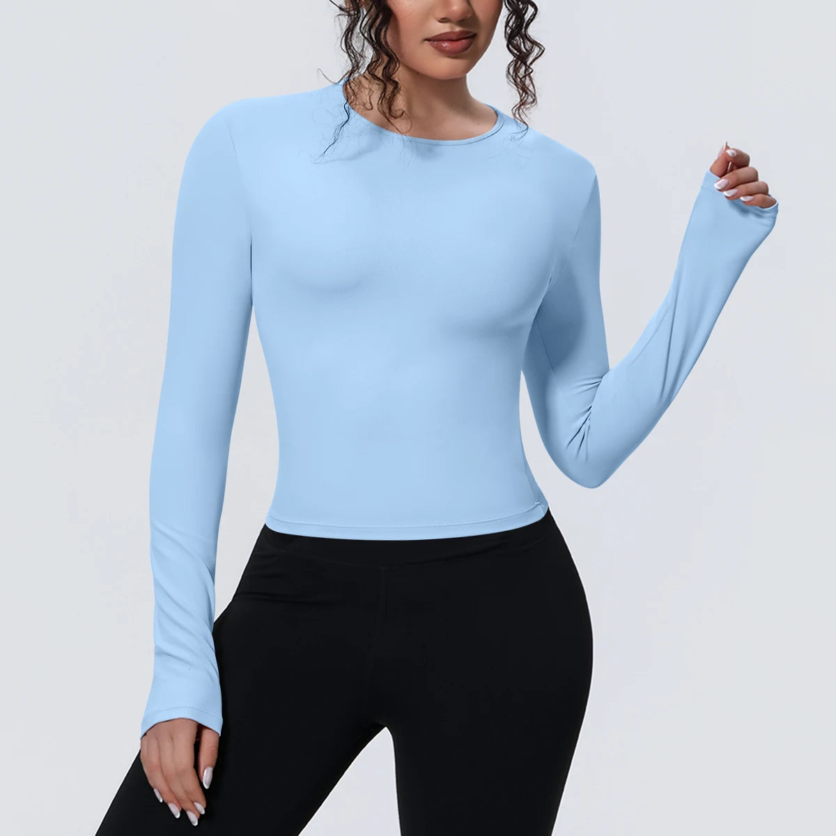 Woman's Yoga Long Sleeved Gym Sports Running Top Slim Breathable Soild Color Fitness Top Running Shirts Gym Top Yoga Sport Top