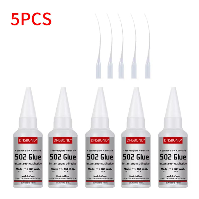 1-5pcs 502 Super Glue Instant Quick-drying Cyanoacrylate Adhesive Leather Rubber Wood Metal Strong Bond Liquid Glue Tool