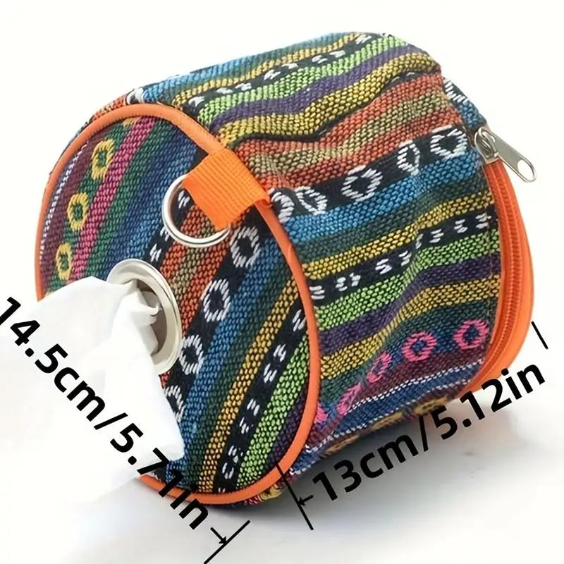 Outdoor Camping Tissue Box, Car And Household Roll Tissue Box, Foldable Ethnic-style Tissue Bag, And Miscellaneous Storage Box.