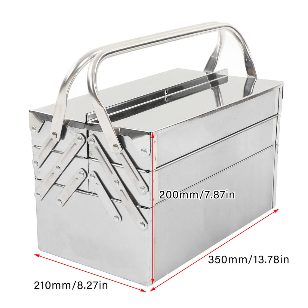3 Layer 5 Tray Cantilever Tool Box Metal Folding Portable Auto Maintenance Tool Storage Box Organizer Stainless Steel
