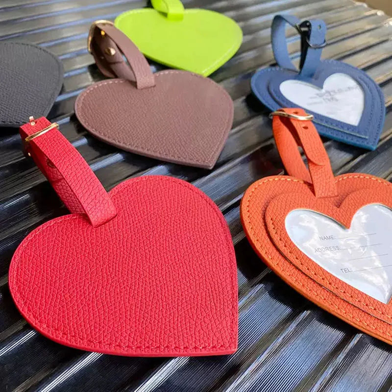 Fashion Heart Luggage Tag PU Leather Suitcase Anti-Loss Travel Baggage Tag for Suitcase Tags for Suitcases Luggage Handle Tags