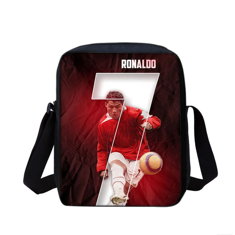 CR Boys Girls School Bags Phone Bag Football Star Shopping Bag Best Gift Printed Ronaldo Shoulder Messenger Bag Handbag