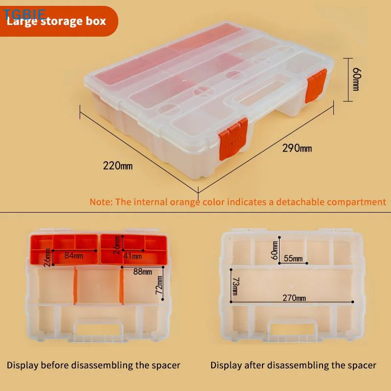 [TL]【TL】Multi-Grid Portable Plastic Parts Toolbox Combination Screw Storage Box Metal Parts Hardware Tool Screwdriver Tool Box