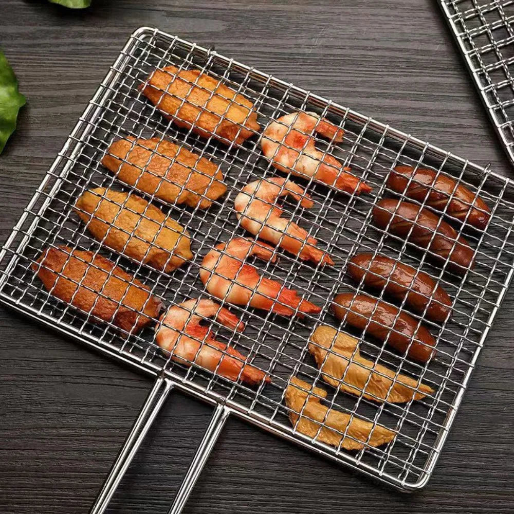 Barbecue Net Grilling Basket Grill BBQ Net Iron Mesh Clamp Steak Meat Fish Net Siz Vegetable Clip BBQ Tools