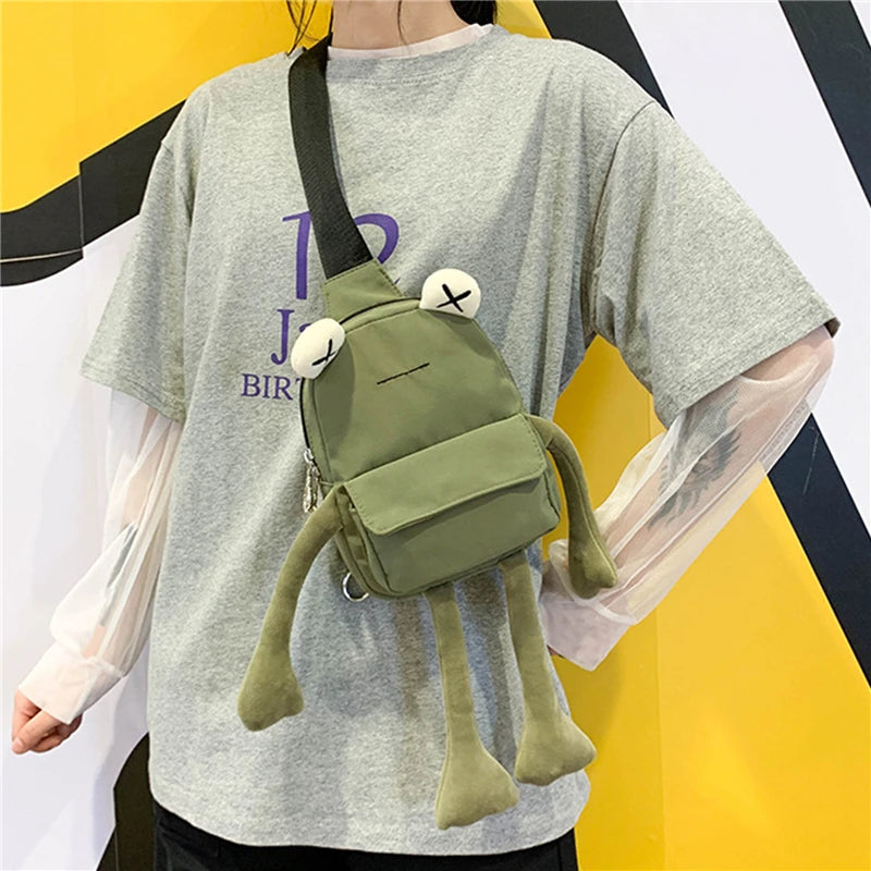 New Personality Girl Small Bag Tide Cartoon Cute Frog Casual Messenger Bag Chest Unisex Shoulder Crossbody Women Bags Wholesale