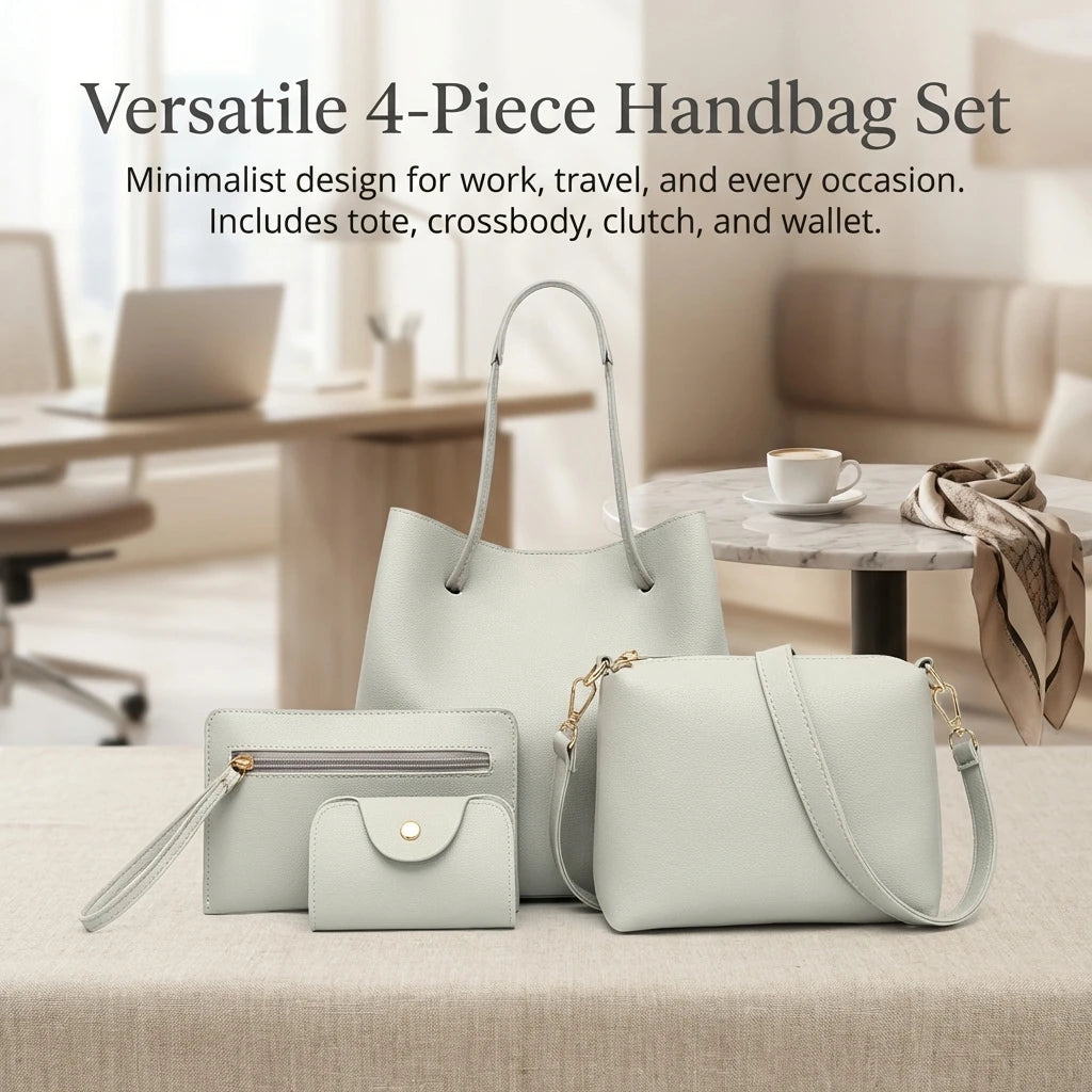 Matching Mother and Daughter Bag Set 4 Pcs Solid Color Shoulder Crossbody Bag for Women European Style Tote Handbag