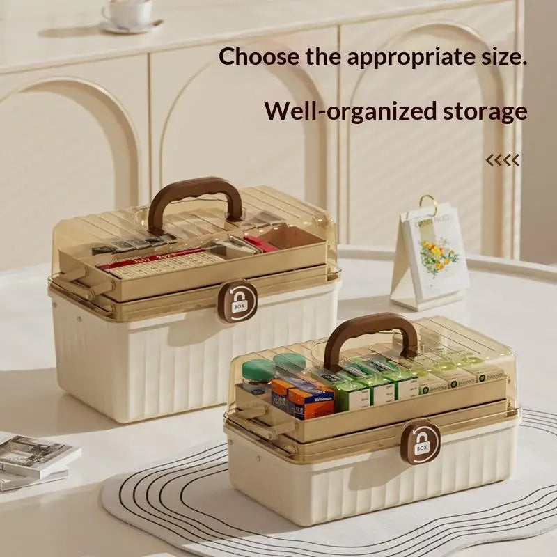 3 Tier Foldable Medicine Organizer With Multiple Compartments Perfect For Home Daily Medication First Aid Storage