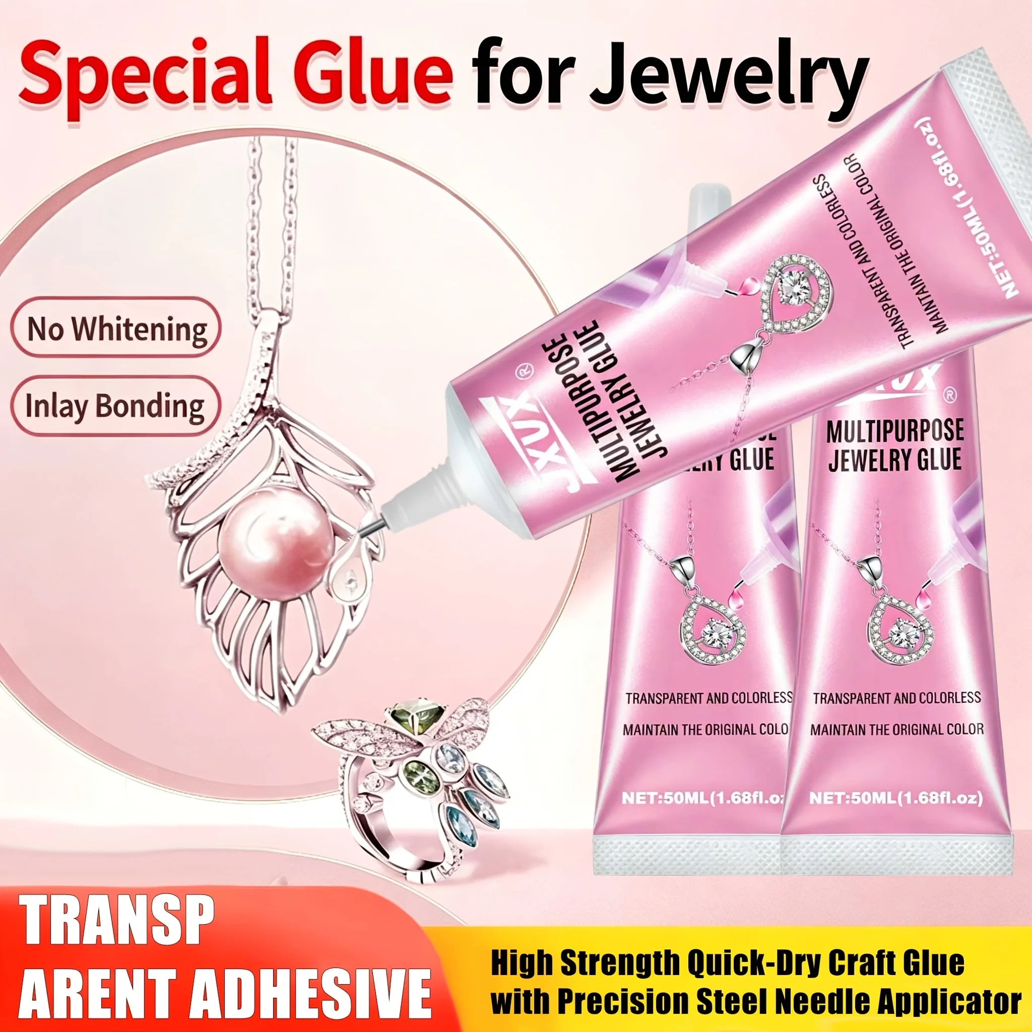 B7000 Jewelry Glue Clear for Rhinestone 50ml/1.68fl.oz Craft Adhesive Glue with Precision Tip B-7000 Multi Function Fabric Glue for Metal Stone Nail Art Jewelry