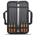 Outdoor Barbecue Needle Set Wire BBQ Skewers Wood Handle Grill Roasting Sticks Camping Tools Storage Bag Kit Beech wood handle