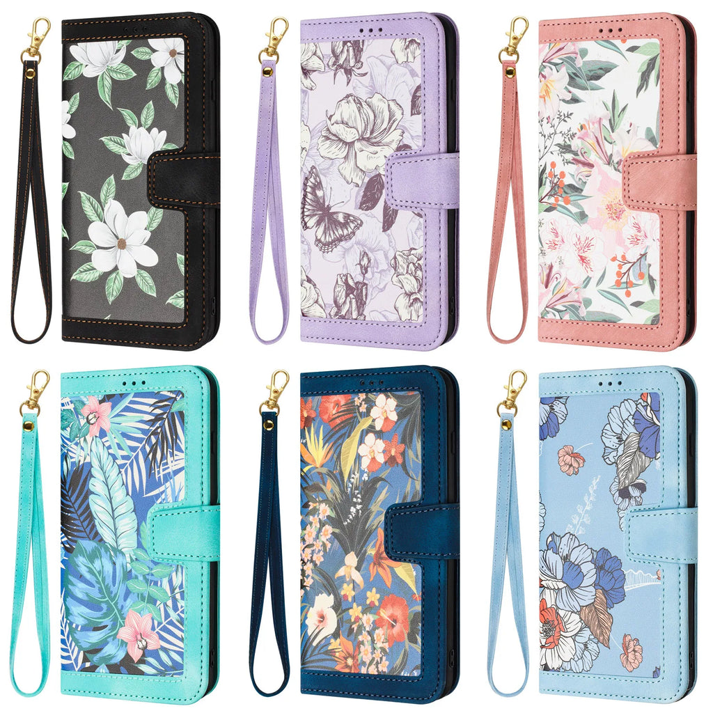 Luxury Flower Pattern Magnetic Flip Leather Case for Galaxy S25 Ultra S20 FE S21 S22 S23 S24 S25 Plus S25 Edge Slim Wallet Case