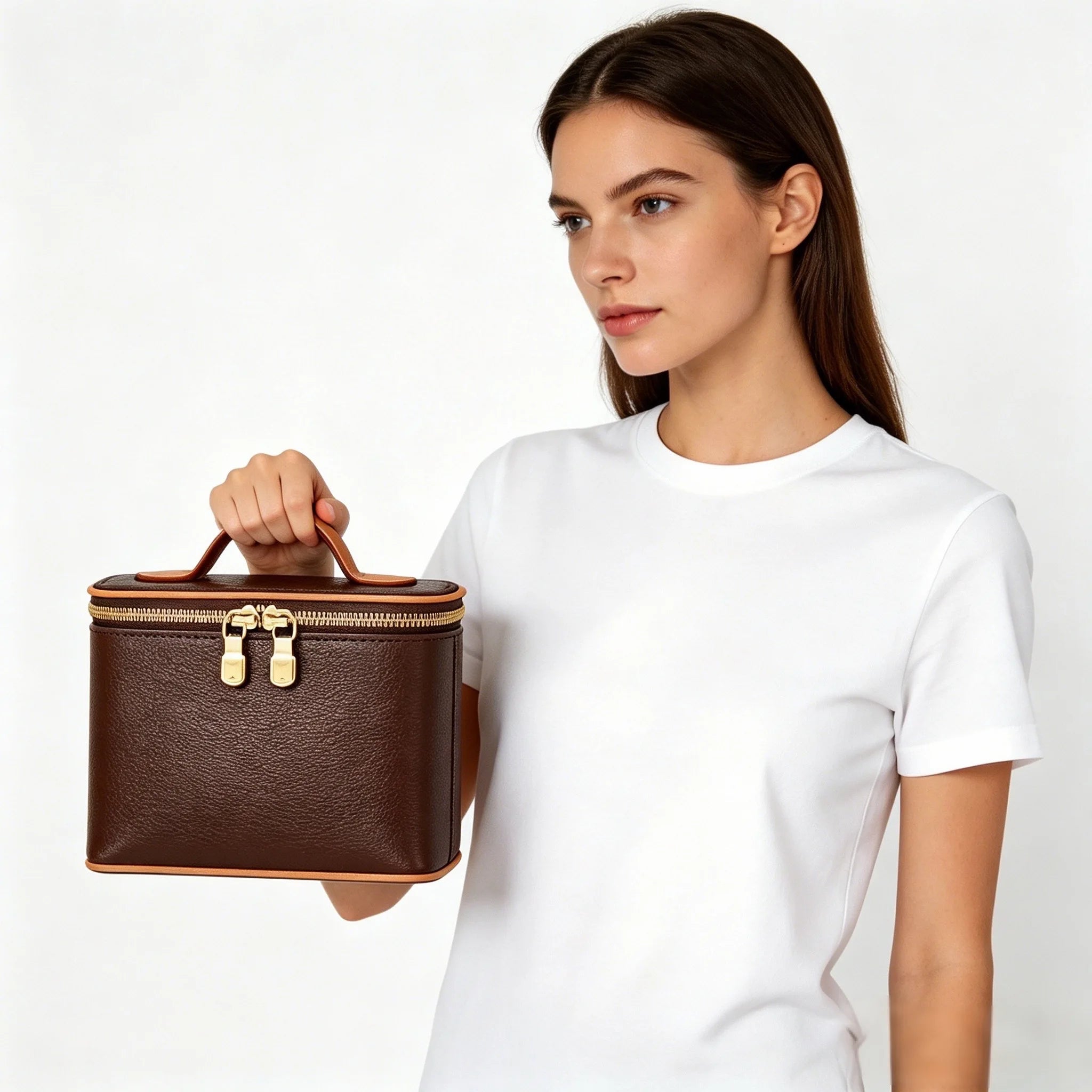 Premium PU Leather Top Handle Bag Ladies Office Work Tote Bag with Gold Hardware Luxe Designer Style