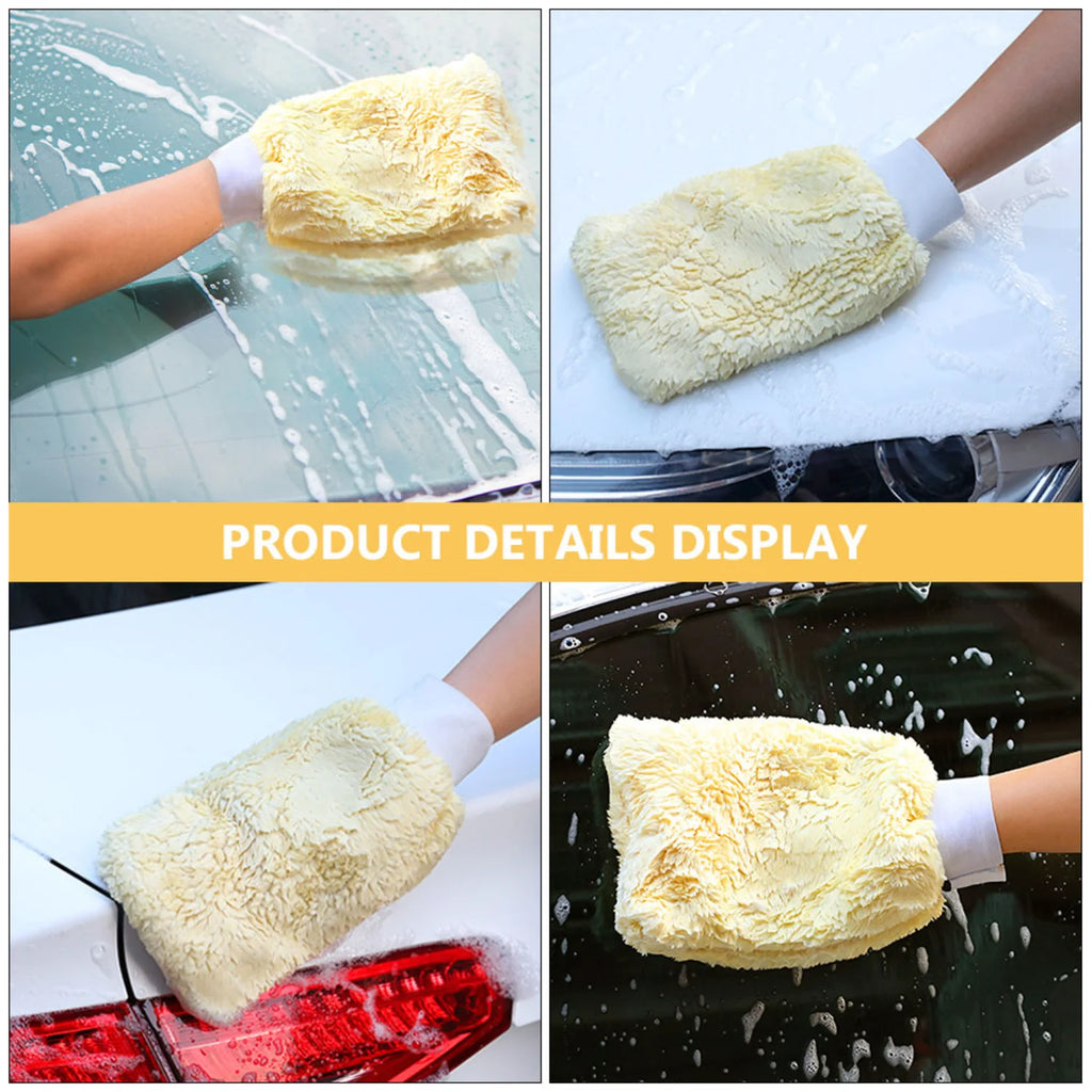 1-10 PCS Car Wash Microfiber Gloves Soft Thickened Wool Plush Waterproof Car Cleaning Mitt Double-faced Glove Car Wash Supplies