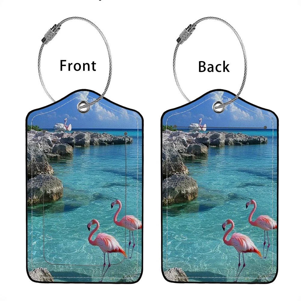 HOT SALE Cute animals Leather Business Luggage Tag Suitcase Address Label Luggage Boarding Case Label Name ID Address Clip