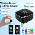 2026 2 in 1 Wireless CarPlay Adapter&Android Auto Wireless Adapter, 5Ghz WiFi USB Plug Play Dongle CarPlay Wireless