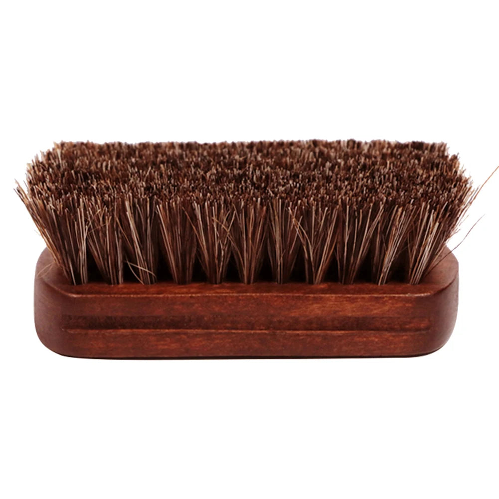 Car Interior Leather Textile Cleaning Brush with Horsehair Bristle Wood Handle