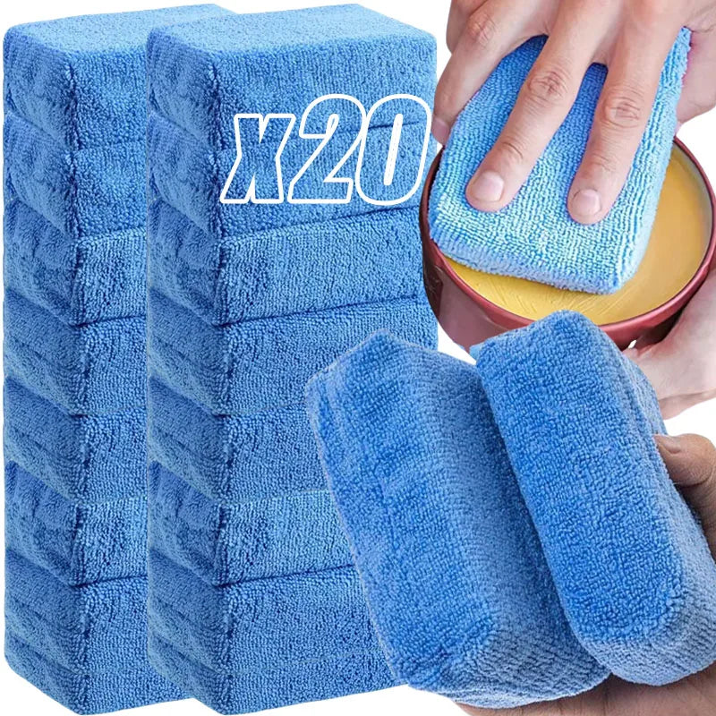1/20pcs Car Wax Applicator Pads Microfibre Polishing Sponges Soft Auto Detailing Waxing Sponge Cleaning Foam Car Paint Care Pad
