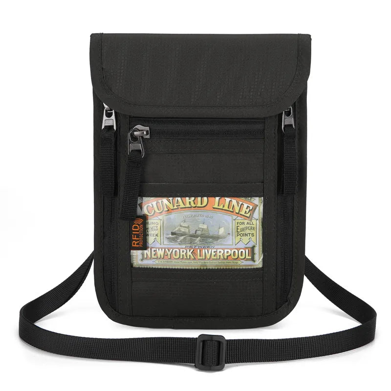Travel Passport Pouch Neck Strap Ticket ID Pouch Passport Holder RFID-Blocking ID Pouch Senior-Friendly Anti-Lost Pouch