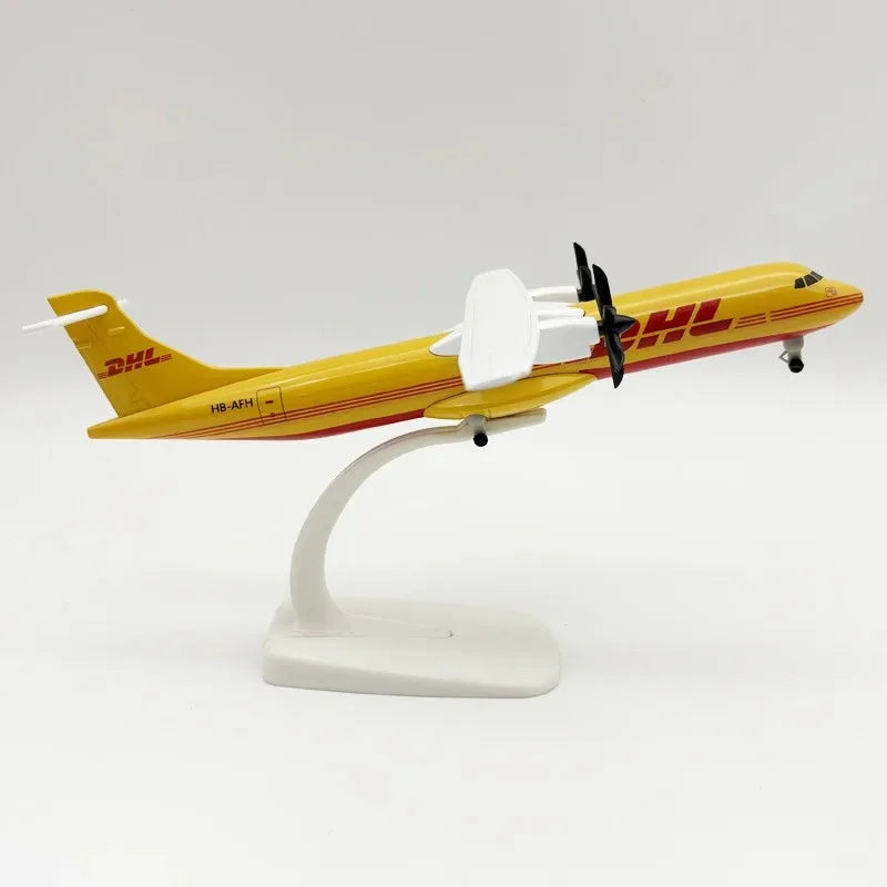 20cm Miniature Airplane Model DHL Airlines ATR Metal Scale Aircraft Souvenir Plane With Wheels Hobby Collection Gift