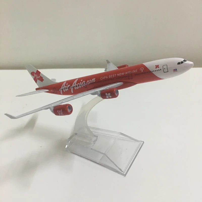 JASON TUTU 16cm AirAsia Airbus A340 Airplane Model Airplane Diecast Metal 1/400 Scale Planes