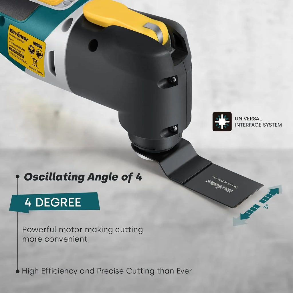 Enventor 20V Cordless Oscillating Multi Tool, Brushless Oscillating Saw with 28PCS Accessories, Fast Charger, 6 Variable Speeds, 4° Oscillation Angle for Scraping, Sanding