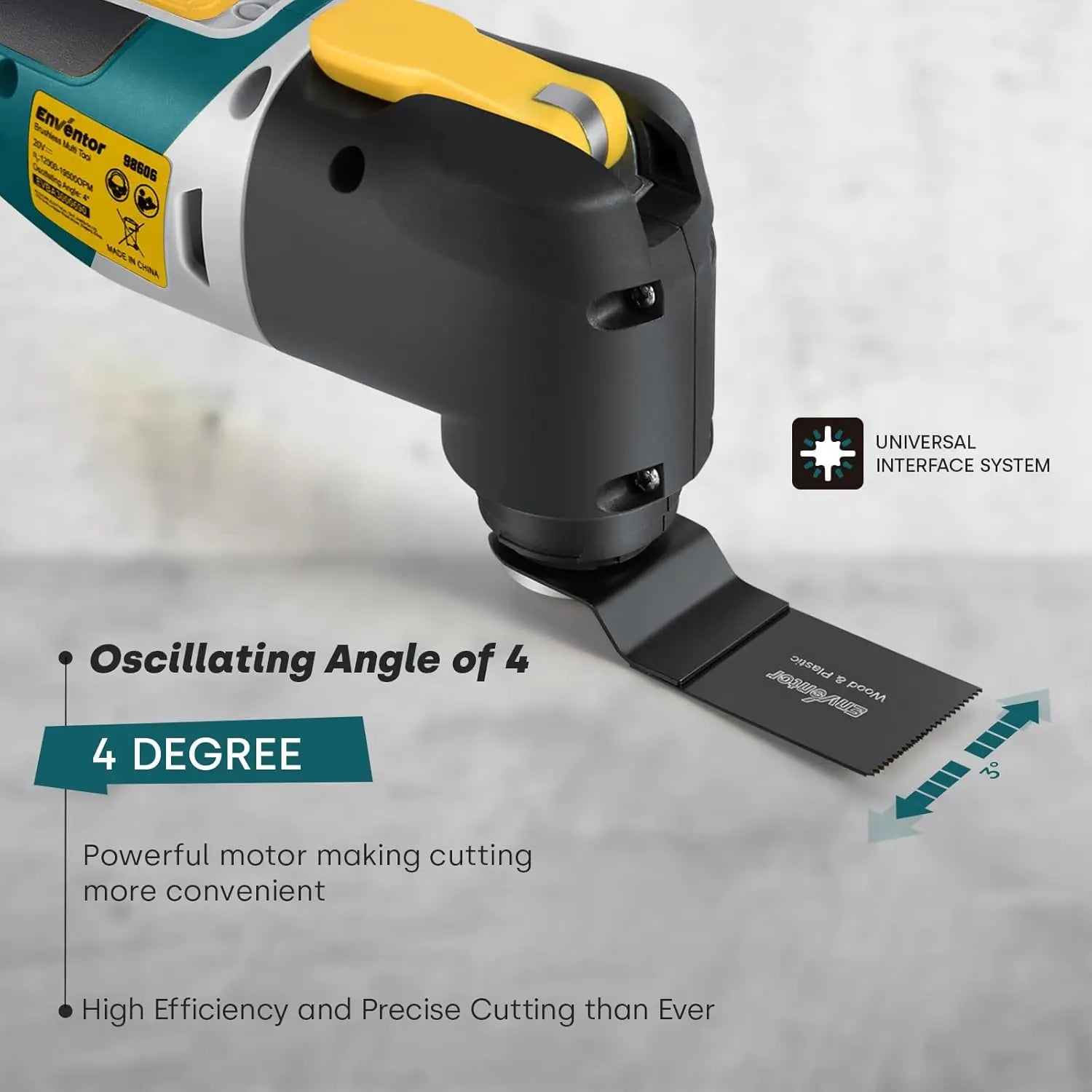 Enventor 20V Cordless Oscillating Multi Tool, Brushless Oscillating Saw with 28PCS Accessories, Fast Charger, 6 Variable Speeds, 4° Oscillation Angle for Scraping, Sanding
