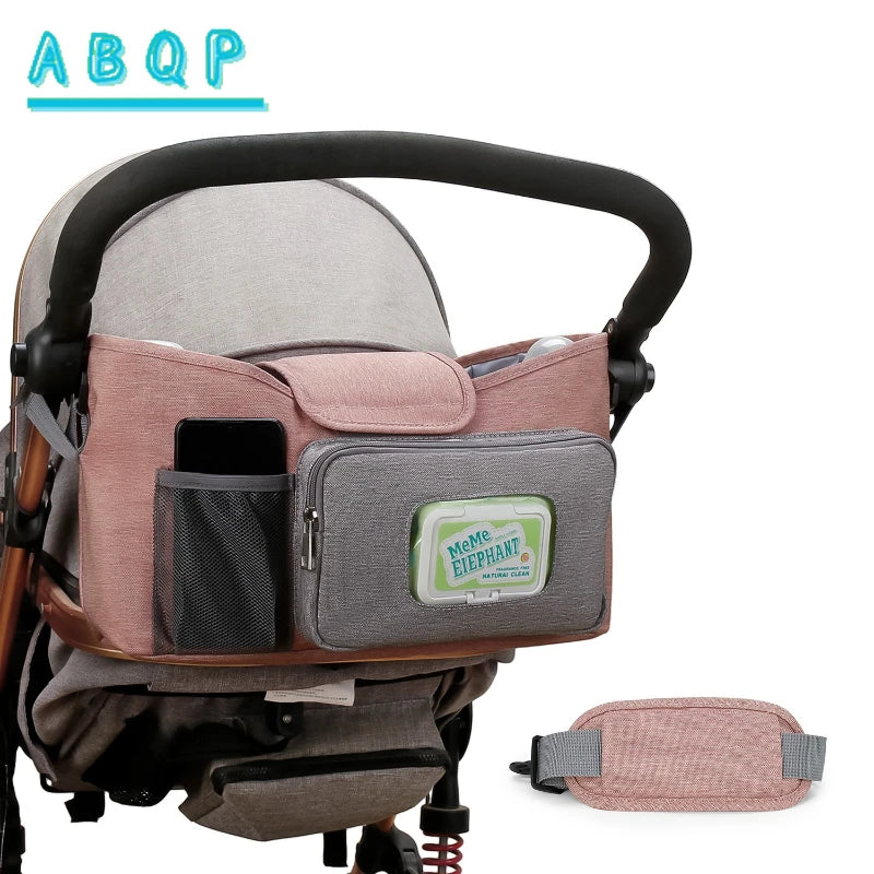Baby Stroller Hanging Bag Large Capacity Portable Baby Travel Supplies Storage Bag Multifunctional Fashionable Baby Stroller Bag