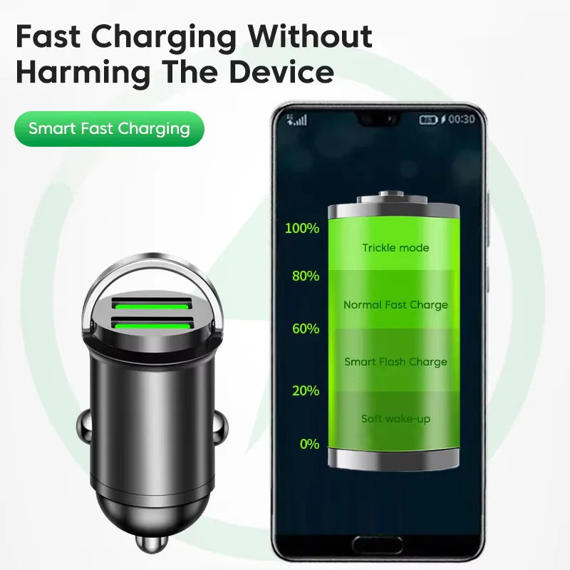 Dual USB Car Phone Charger 200W QC3.0 USB Fast Charging Car Charger With Pull Ring Cigarette Lighter Adapter For Mobile Phones