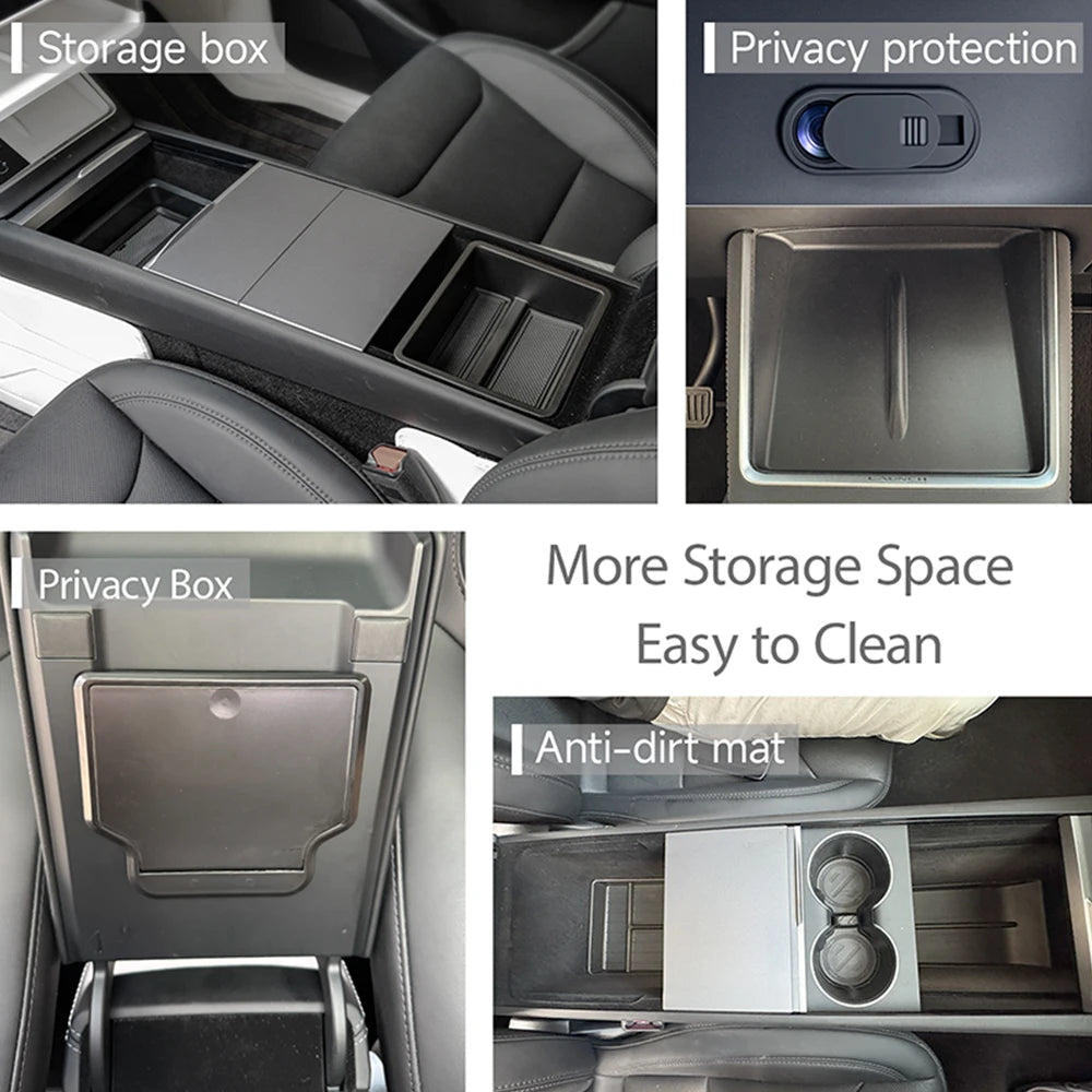 Storage Box for Tesla Model Y Juniper Accessories Center Console Trays for Tesla Model Y Juniper 2025-2026 Webcam Cover
