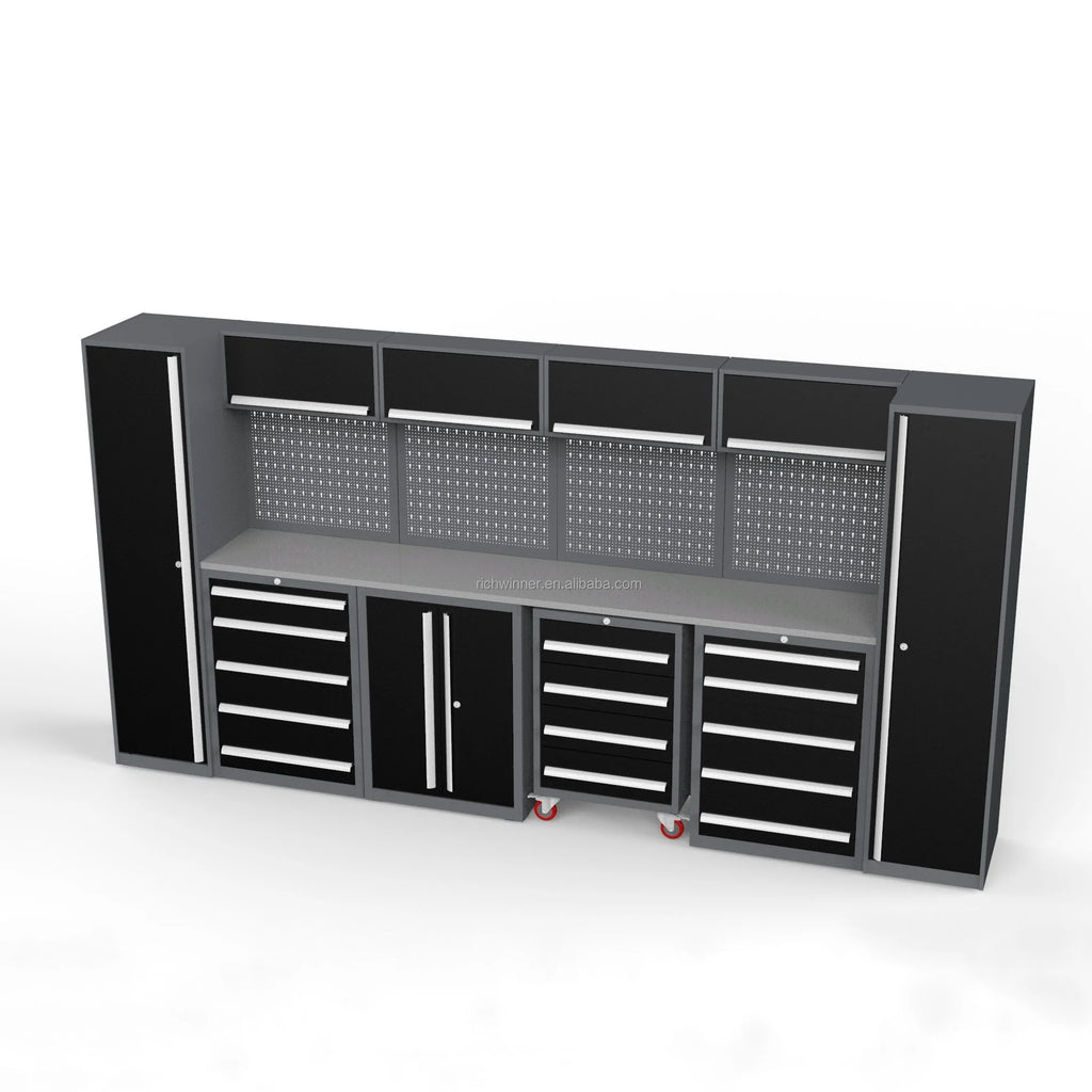 High Strength Metal Tool Cabinet with Universal Wheel Trolley Garage Hardware Storage Chest Professional Mechanic Organizer