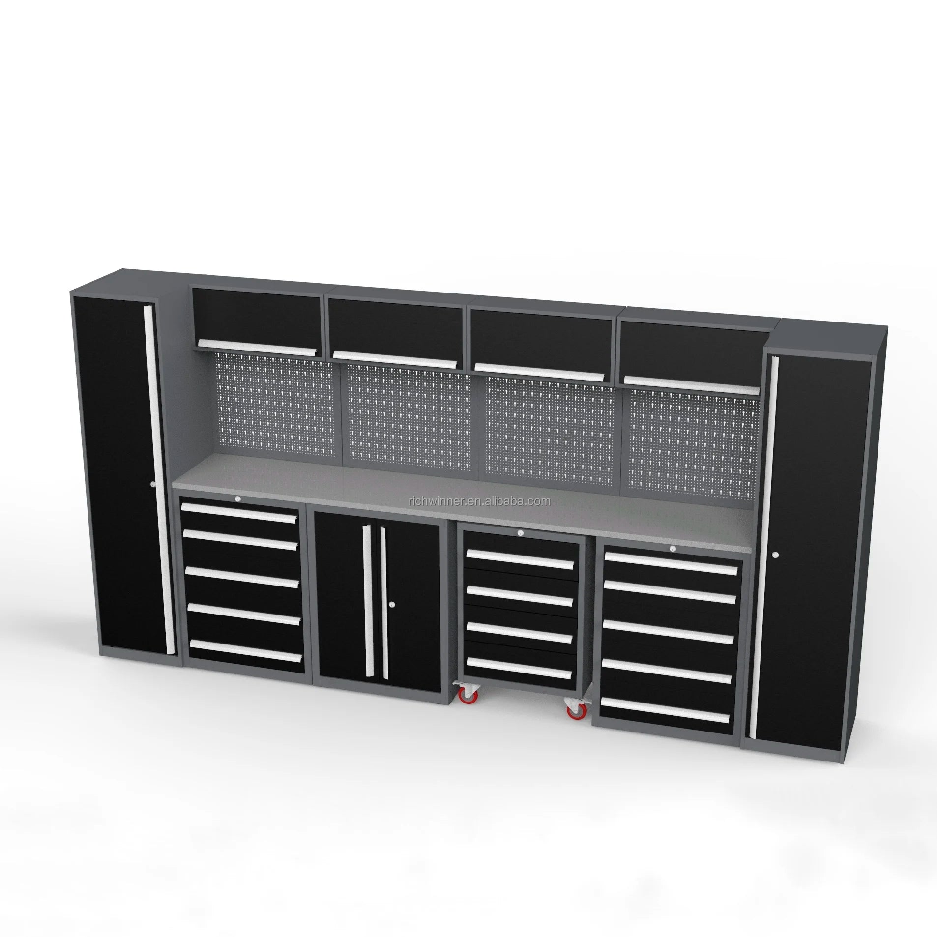 High Strength Metal Tool Cabinet with Universal Wheel Trolley Garage Hardware Storage Chest Professional Mechanic Organizer