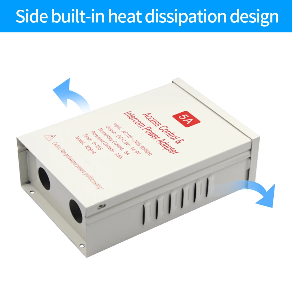 DC12V 5A Special Power Supply for Access Control AC 220V with Delay Suitable for Face Device Building Intercom Door Lock Control