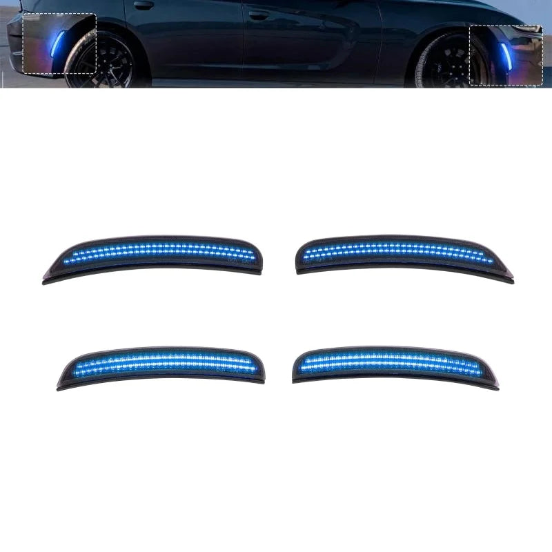 4pcs Smoked Lens Car Front Rear Bumper LED Side Marker Lights for Dodge Charger 2015-2023