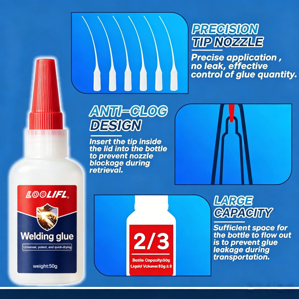 50g Waterproof Heat Resistant Metal Super Glue Anti-Clog Cap Instant Adhesive For Steel Zinc Aluminum DIY Metal Repair