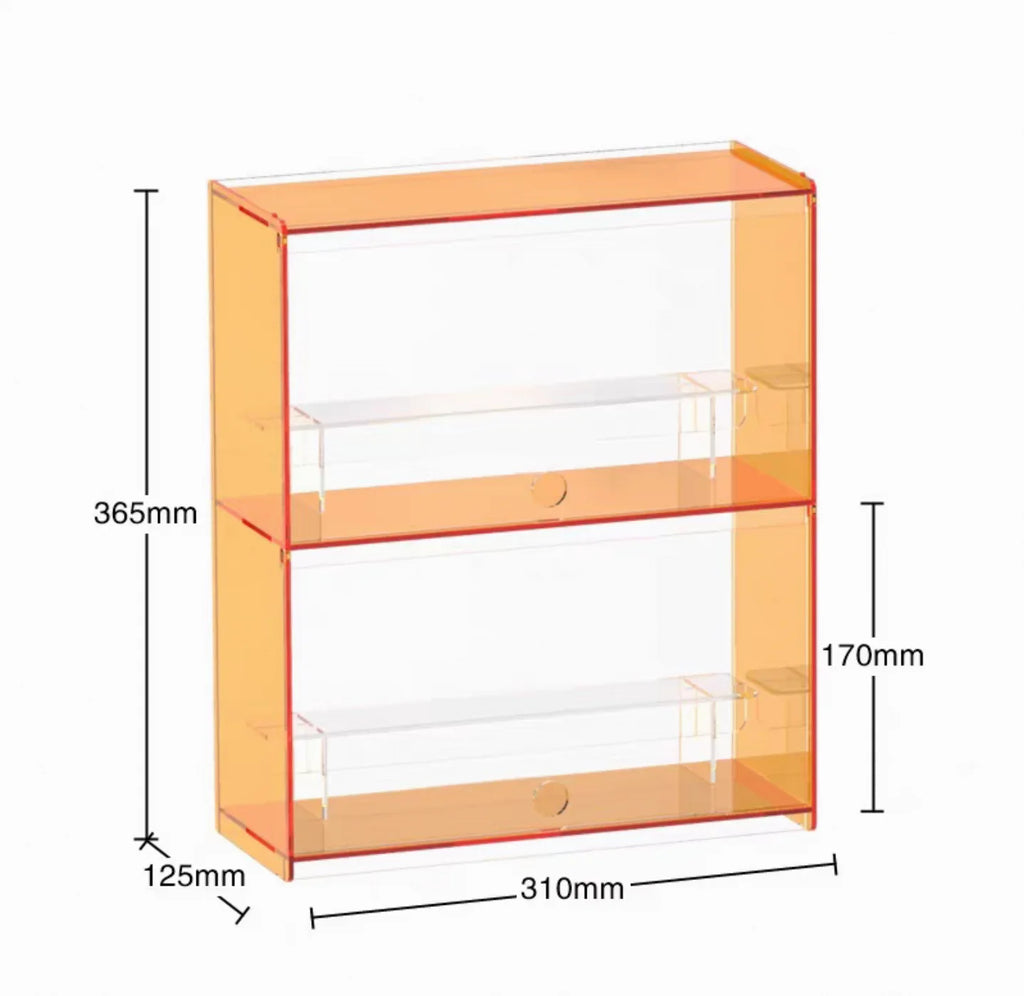 Orange Transparent Acrylic Storage Boxes, Transparent Ladder Display Cases Toys, Car Models, Souvenirs Storage Display Cabinet