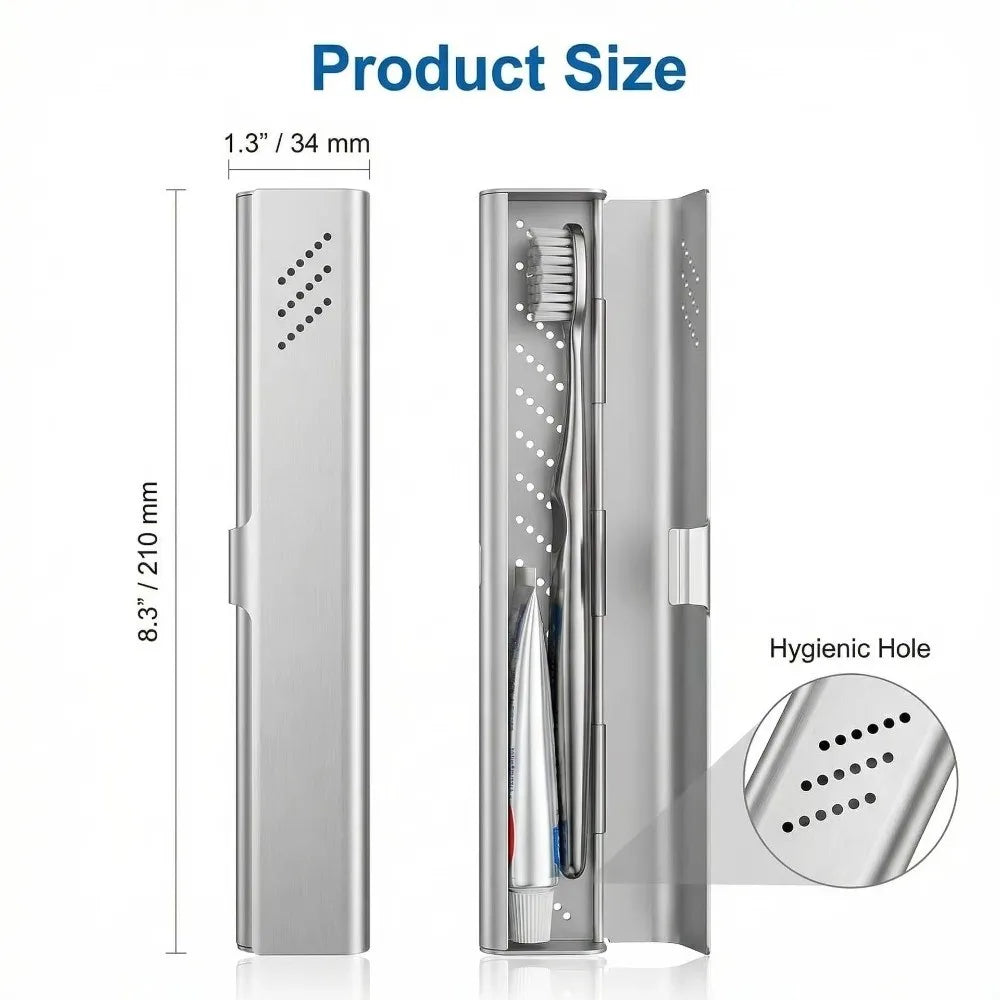 Aluminum Material Aluminum Toothbrush Case Empty Design Portable Size Toothbrush Box Container Compact Container