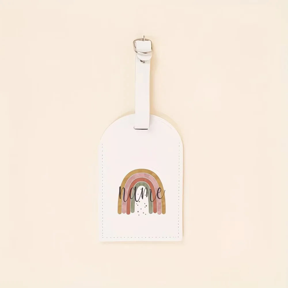 Custom Personalized Rainbow Name Luggage Tags PU Material Suitcase Travel Accessories Bag Tags Birthday Wedding Gifts
