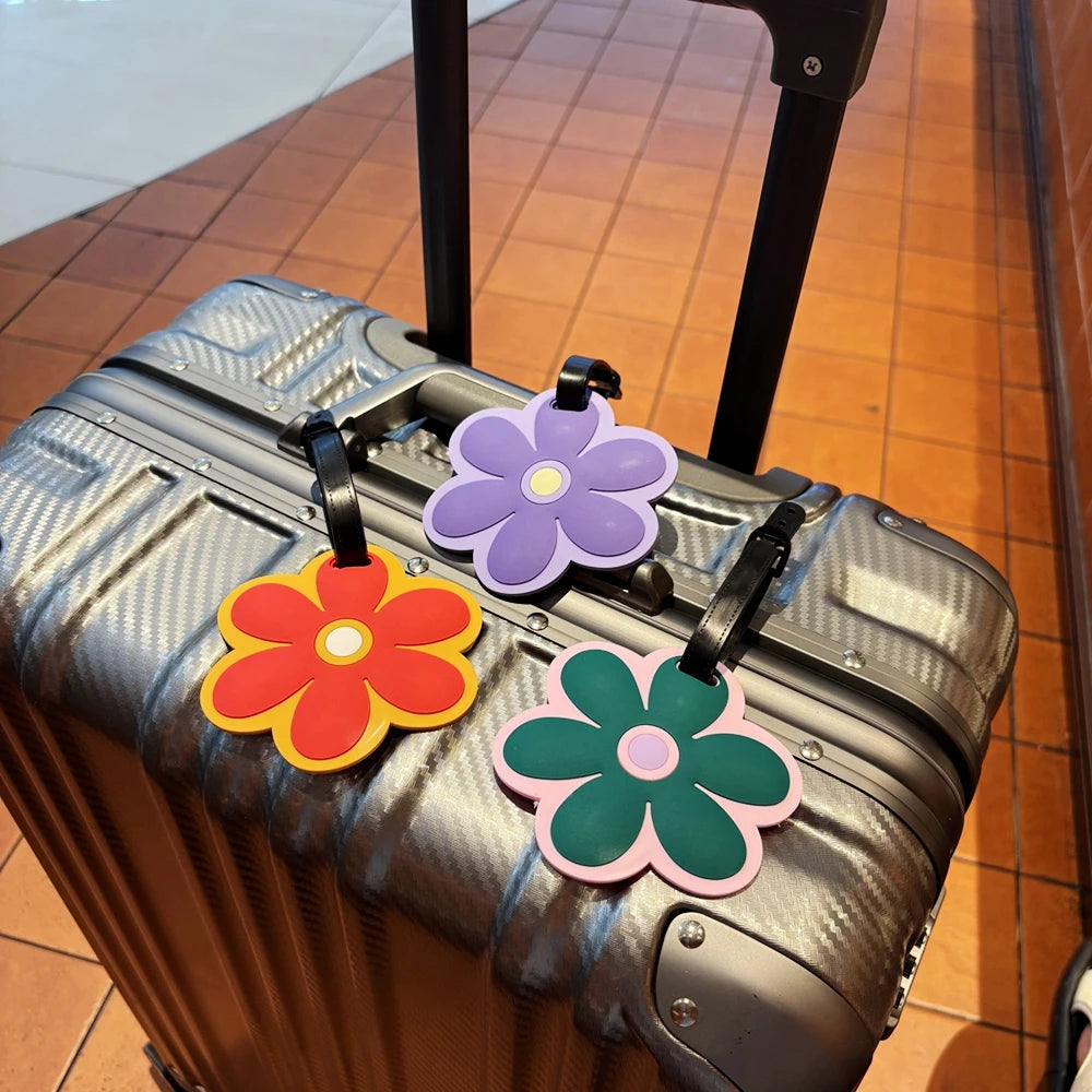 1Pc Flower Luggage Tag Pendant Baggage Anti-Loss Name Tag Bag Accessory with Customizable Information for Luggage Accessories