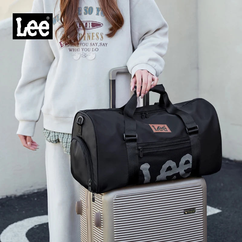 LEE Gym Duffel Bag Short Trip Luggage Travel Bag Unisex Waterproof Large Size Sport Training Dry Wet Bag with Shoe Compartment