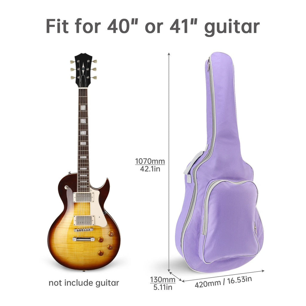 1 Piece 40 / 41 Inch Padded Water Resistant Thick Acoustic Guitar Backpack Gig Bag, Soft Cover Guitar Bag