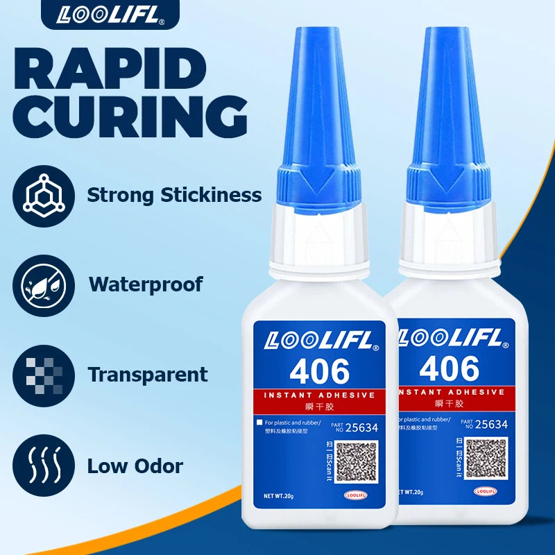 20g 406 High-Quality Cyanoacrylate Super Adhesive for Quick Repair,Suitable for DIY Repair of Wood, Plastic, Models, Metals, Etc