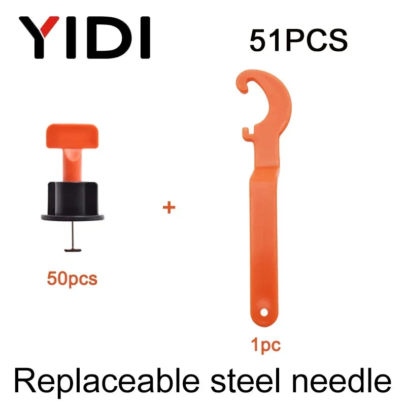 51/151/401/701pcs Tiles Leveling System Level Wedges Tile Cross Spacer Locator Resuable Replaceable Steel Heedle Leveler Tools