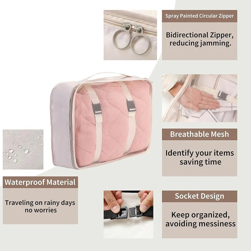 11Pcs Travel Packing Cubes Set Waterproof Luggage Organizer Drawstring Storage Bags for Clothes Shoes Underwear Cosmetic