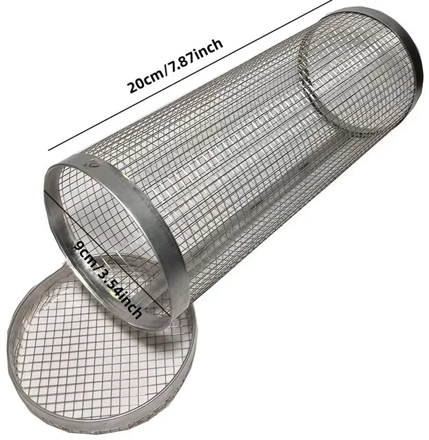 Round BBQ Basket Stainless Steel Camping Grill Mesh Cooking Tool Outdoor Picnic Camping Bonfire Party Barbecue Grilling Basket