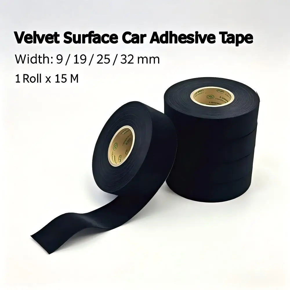 Heatproof Fabric Wire Harness Tape 15M Multi Width 9-32mm Self Stick Cloth Electrical Tape Auto Wire Insulation Tape