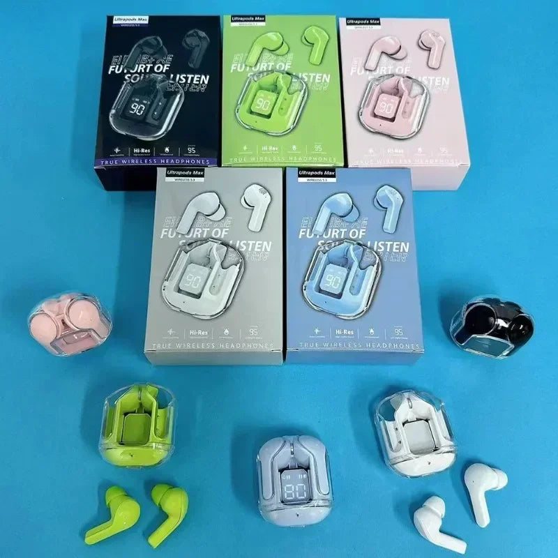 Original T2 TWS Wireless BT Headphones Earphones Transparent Mini Headset HIFI LED Power Digital Display Stereo Sound Earbuds