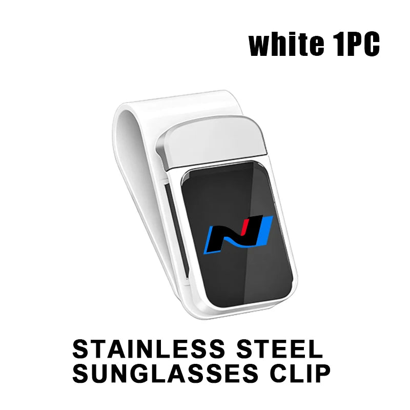 Car Stainless Steel Card Ticket Holder Sun Visor Glasses Clip For Hyundai N Line i20 i30 Sonata Tucson Azera Elantra Veloster